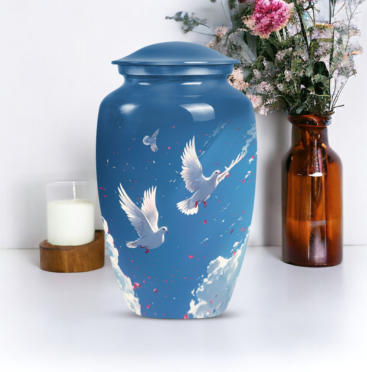 Classic Dove Urn for men, personalized aluminium funeral urn