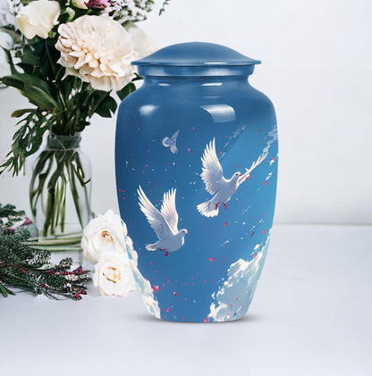 Classic Dove Urn for men, personalized aluminium funeral urn