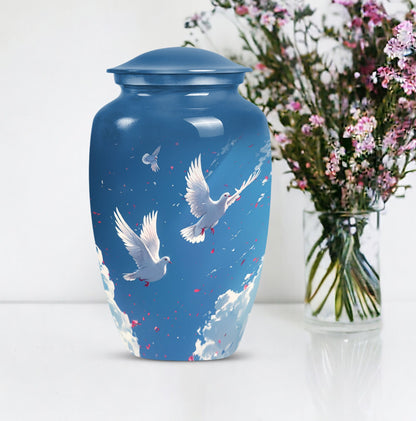 Classic Dove Urn for men, personalized aluminium funeral urn