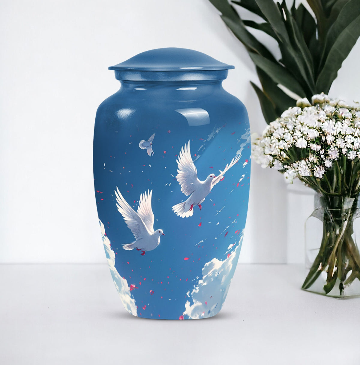 Classic Dove Urn for men, personalized aluminium funeral urn