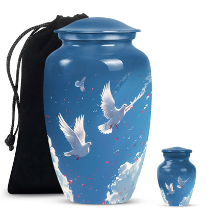 Classic Dove Urn for men, personalized aluminium funeral urn