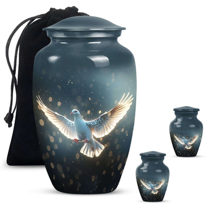 Dove Theme Large Urn With 2 Keepsake Urn