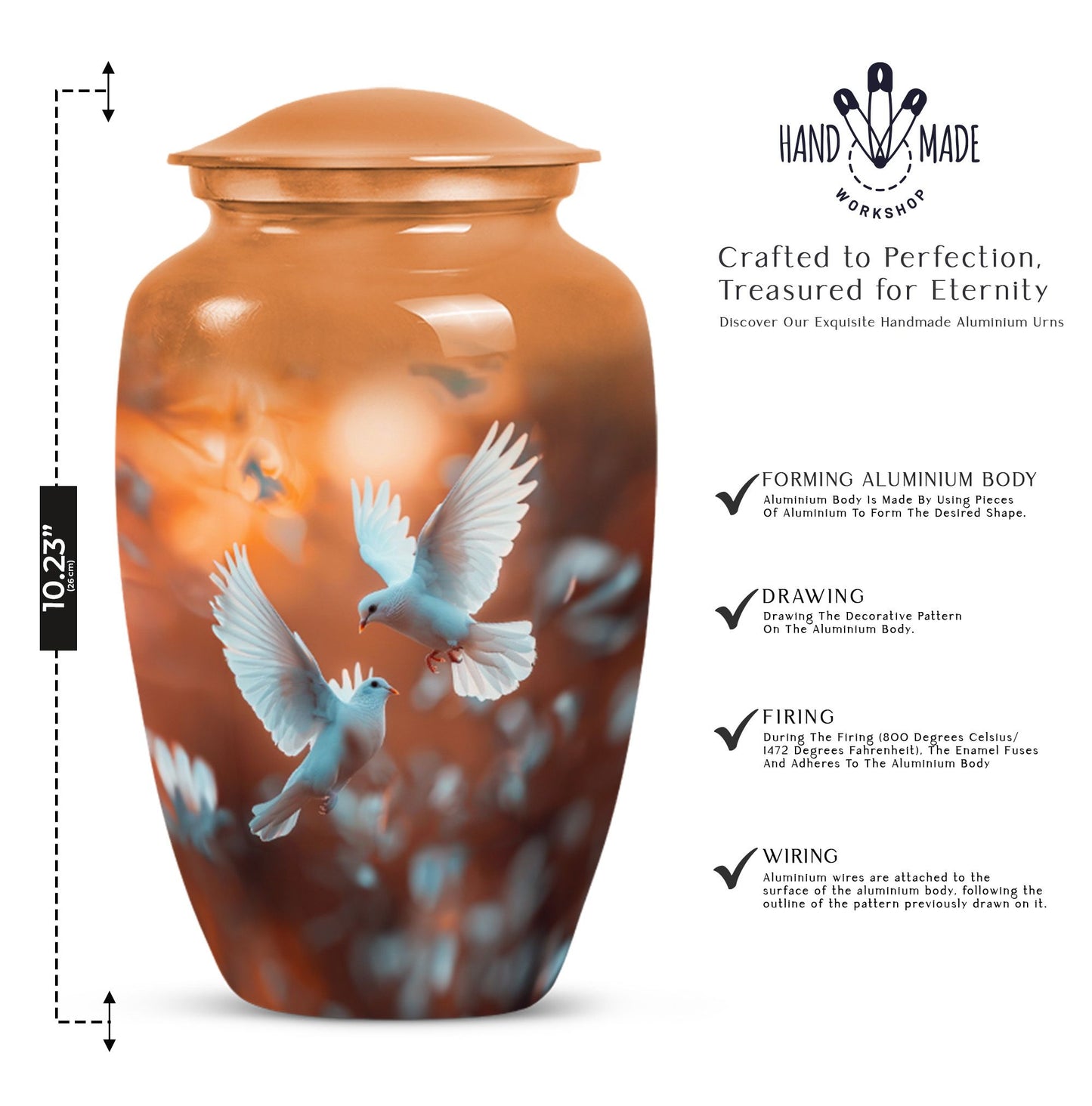 10-inch classic dove urn for cremation ashes,