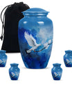 Dove Theme Large Urn With 4 Keepsake Urn