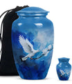 Dove Theme Large Urn With 1 Keepsake Urn