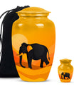 Elephant Theme Large Urn With 1 Keepsake Urn
