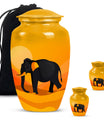 Elephant Theme Large Urn With 2 Keepsake Urn