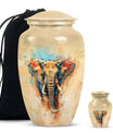 Elephant Theme Large Urn With 1 Keepsake Urn