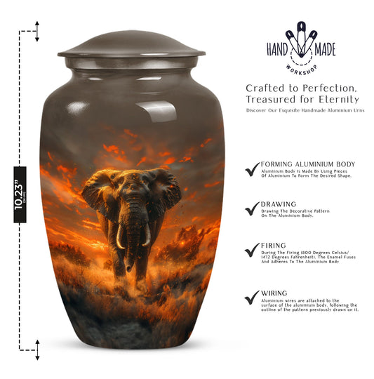 classic elephant urn with floral theme for adult human ashes