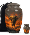 Elephant Theme Large Urn With 1 Keepsake Urn