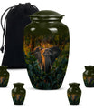 Elephant Theme Large Urn With 4 Keepsake Urn