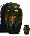 Elephant Theme Large Urn With 1 Keepsake Urn