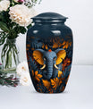 elephant-themed aluminum cremation urn 