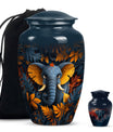 elephant-themed aluminum cremation urn 