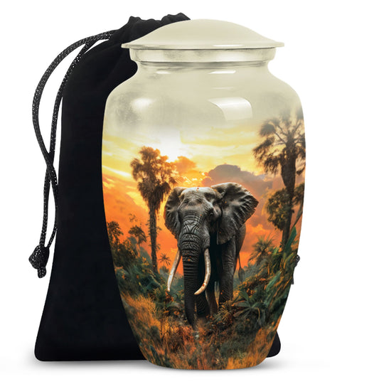  elephant urn with butterfly theme