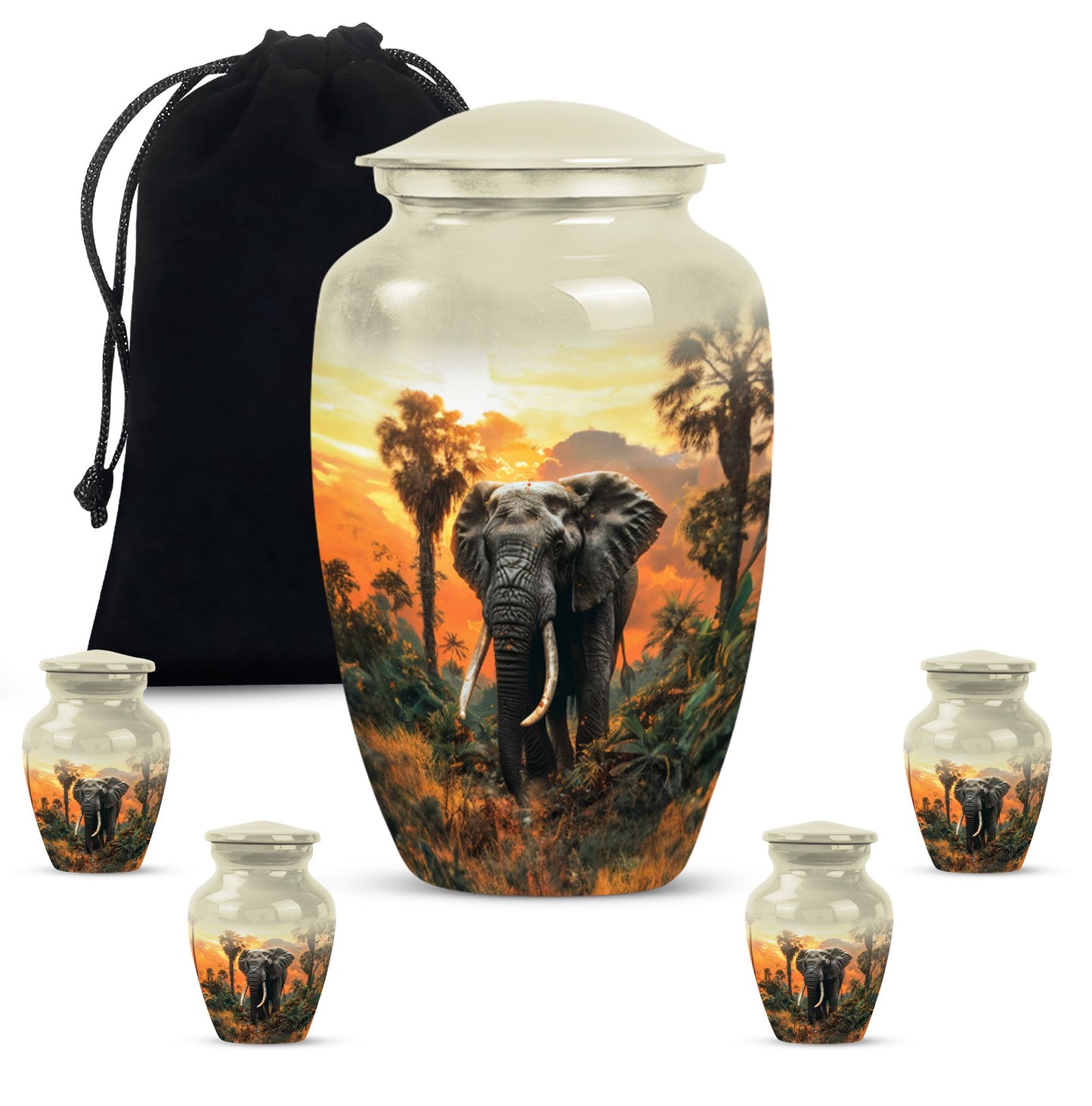  elephant urn with butterfly theme