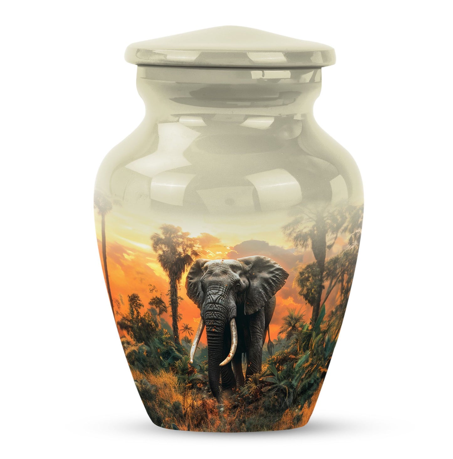  elephant urn with butterfly theme