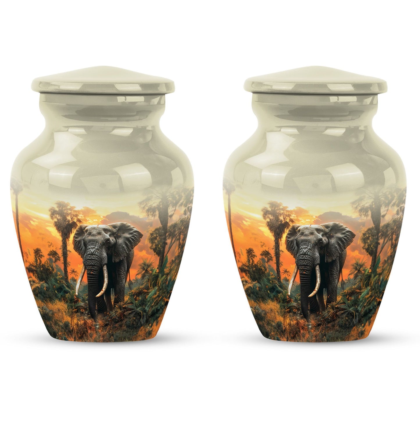  elephant urn with butterfly theme
