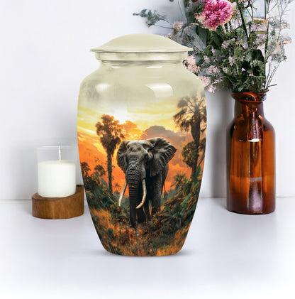  elephant urn with butterfly theme
