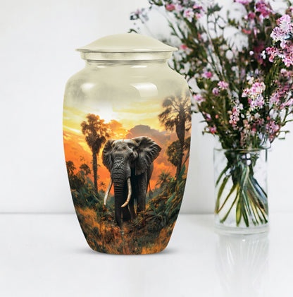  elephant urn with butterfly theme