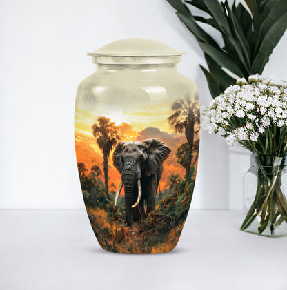  elephant urn with butterfly theme