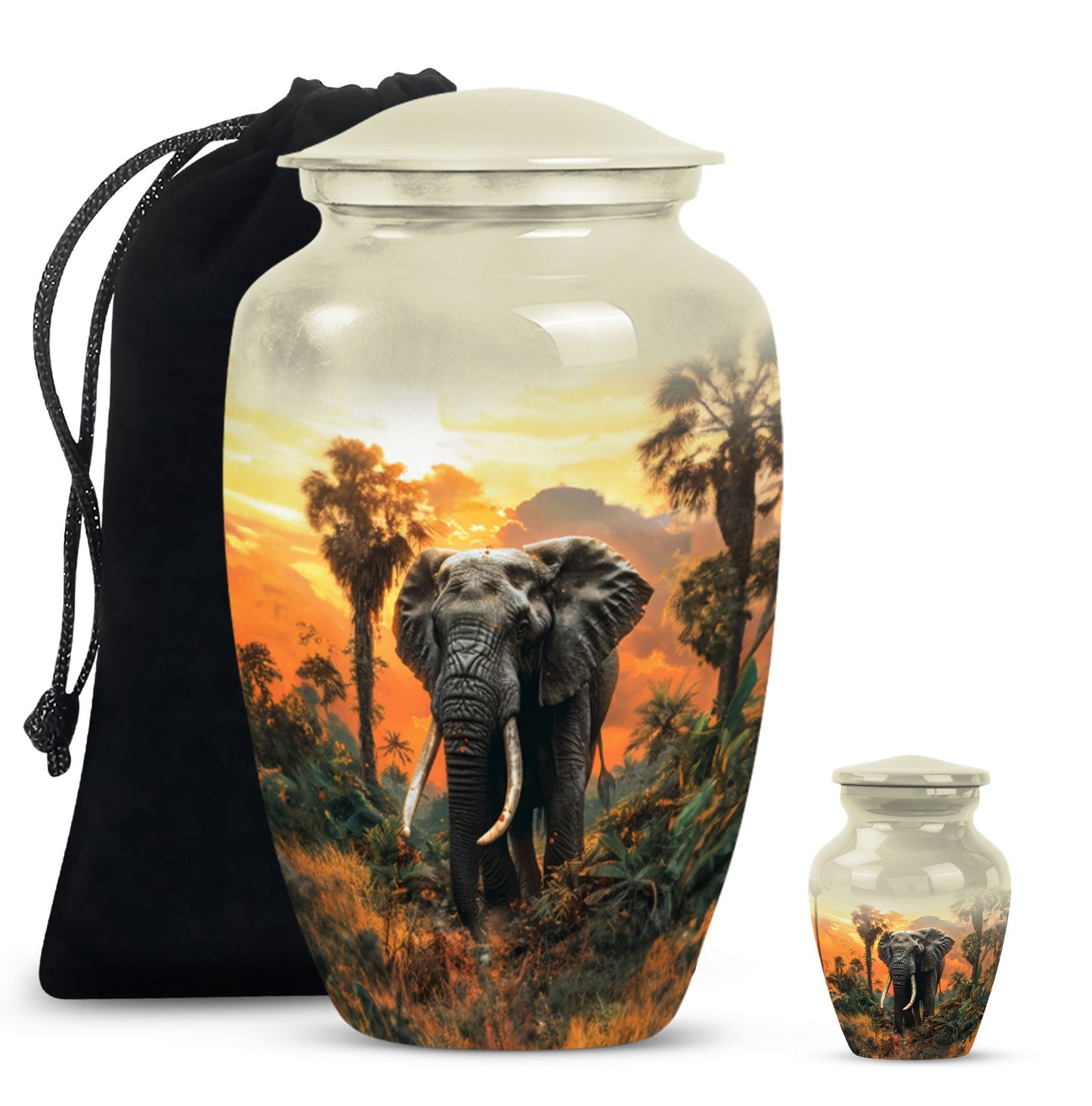  elephant urn with butterfly theme