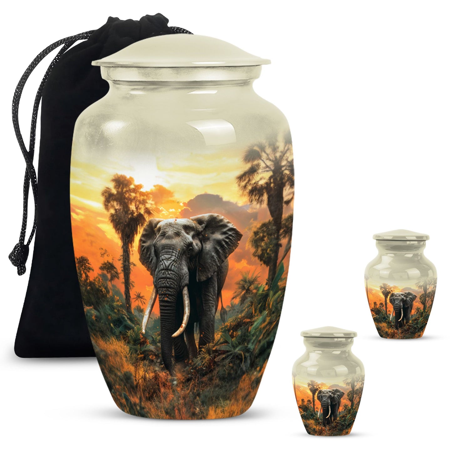 elephant urn with butterfly theme