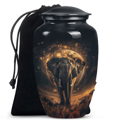 Butterfly themed, 10-inch elephant urn for female cremation.