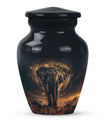 Butterfly themed, 10-inch elephant urn for female cremation.