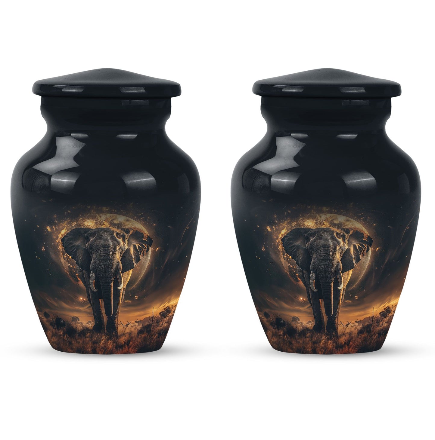 Butterfly themed, 10-inch elephant urn for female cremation.