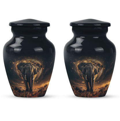 Butterfly themed, 10-inch elephant urn for female cremation.