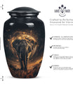 Butterfly themed, 10-inch elephant urn for female cremation.