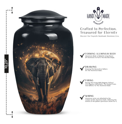 Butterfly themed, 10-inch elephant urn for female cremation.