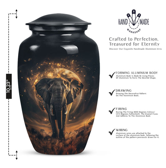 Butterfly themed, 10-inch elephant urn for female cremation.