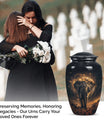Butterfly themed, 10-inch elephant urn for female cremation.