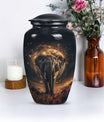 Butterfly themed, 10-inch elephant urn for female cremation.