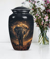 Butterfly themed, 10-inch elephant urn for female cremation.