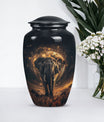 Butterfly themed, 10-inch elephant urn for female cremation.