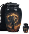 Butterfly themed, 10-inch elephant urn for female cremation.