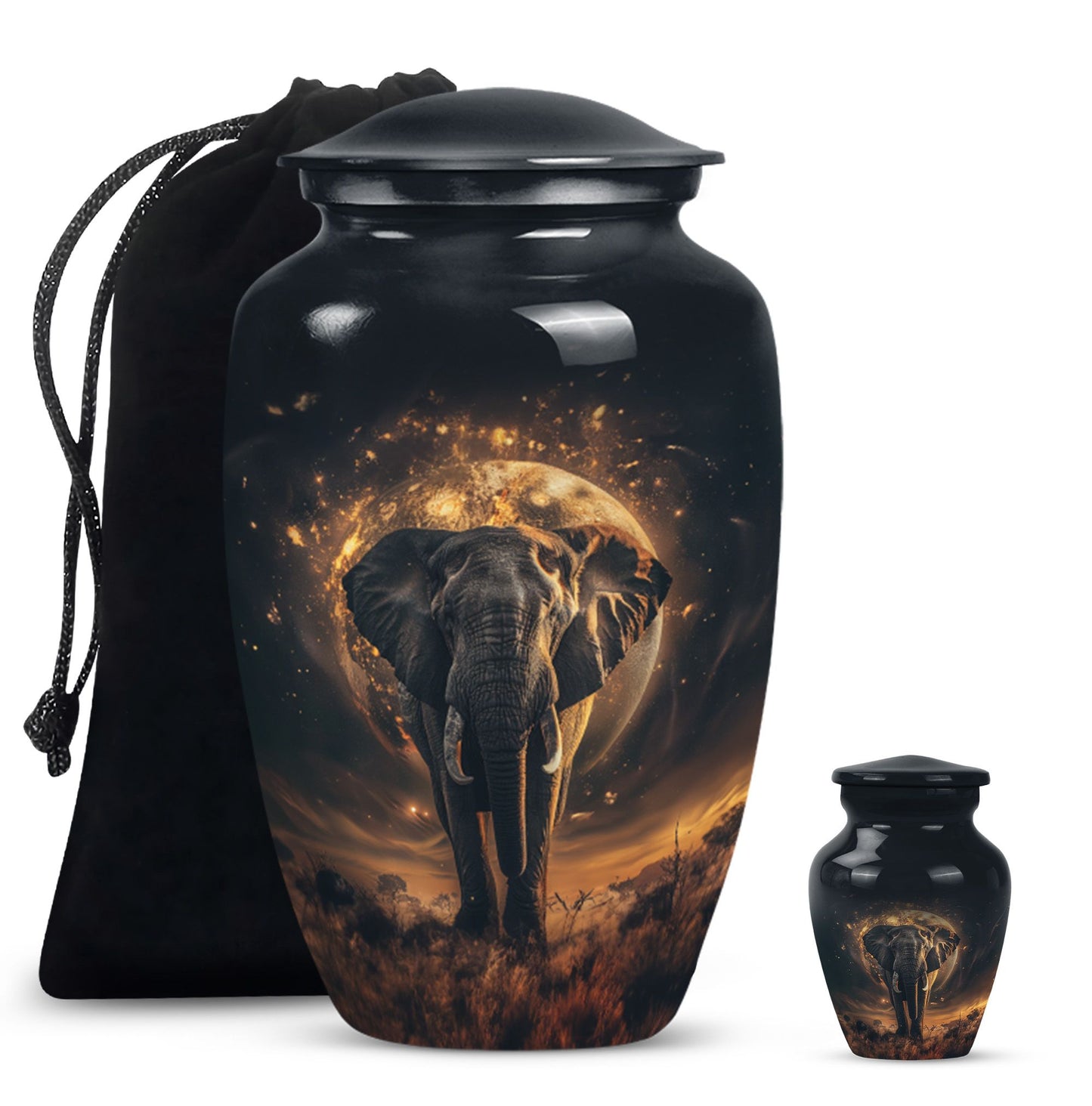Butterfly themed, 10-inch elephant urn for female cremation.