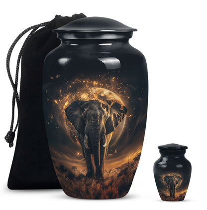 Butterfly themed, 10-inch elephant urn for female cremation.