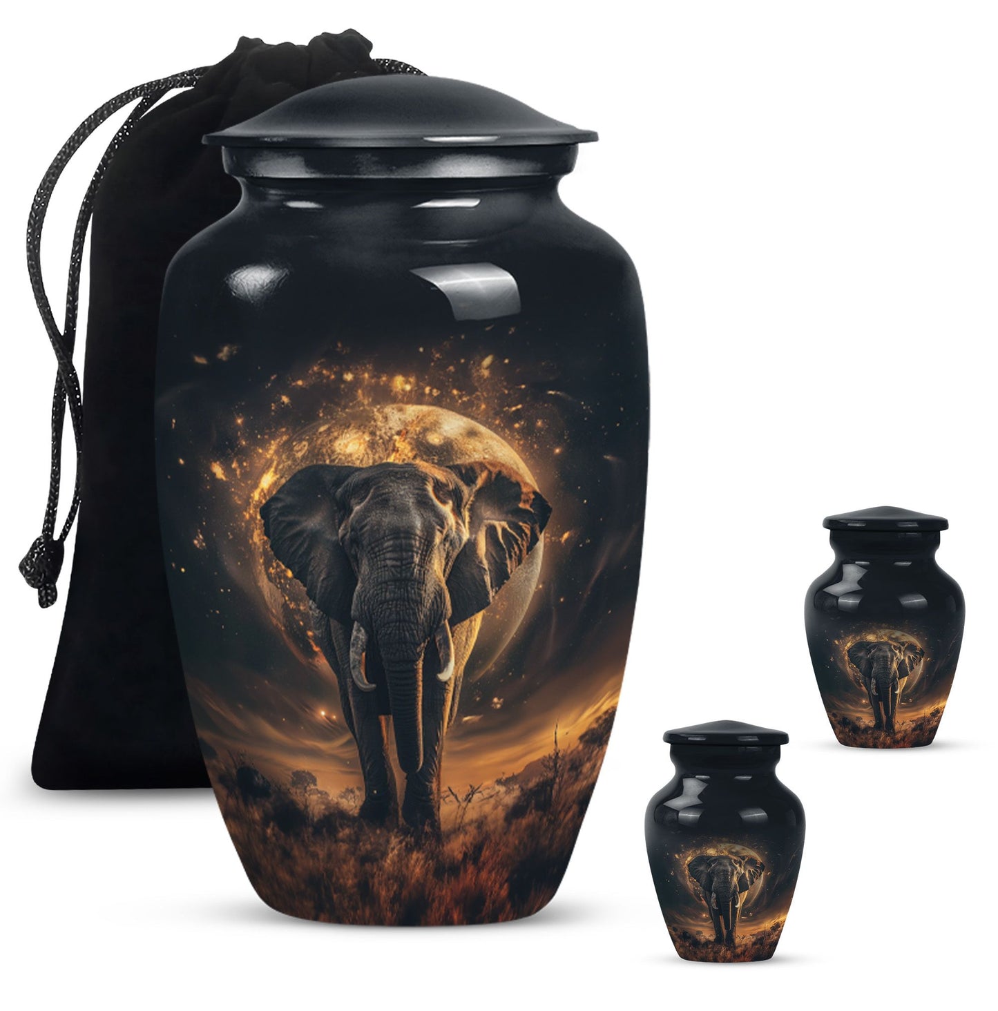 Butterfly themed, 10-inch elephant urn for female cremation.