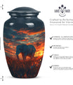 classic aluminium elephant urn with butterfly theme.