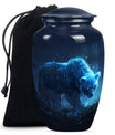 10-inch bear urn for mom, butterfly-themed funeral urn.