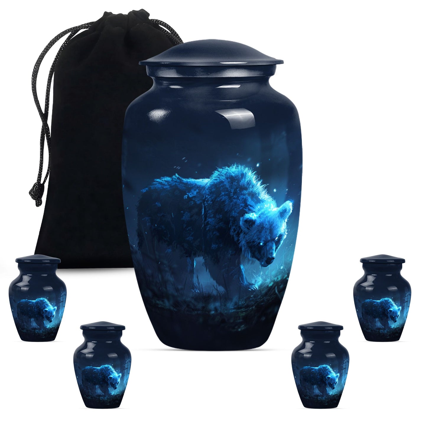 10-inch bear urn for mom, butterfly-themed funeral urn.