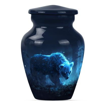 10-inch bear urn for mom, butterfly-themed funeral urn.