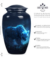 10-inch bear urn for mom, butterfly-themed funeral urn.