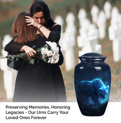 10-inch bear urn for mom, butterfly-themed funeral urn.