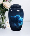 10-inch bear urn for mom, butterfly-themed funeral urn.