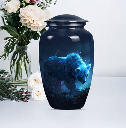 10-inch bear urn for mom, butterfly-themed funeral urn.